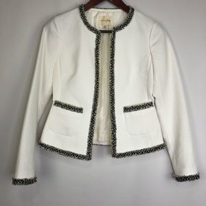 Maison Jules White Blazer Textured Pockets XS Long Sleeve Open Business Work